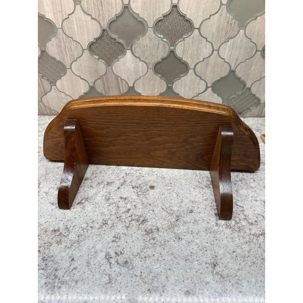 Vintage Brown Wood Wall Floating Shelf with Plate Groove 15.5 Inch